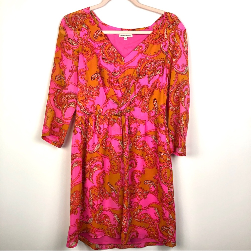 Broadway & Broome Pink Paisley Silk Short Dress 8